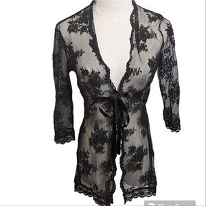 Ronan Chen Black Lace Tie Top